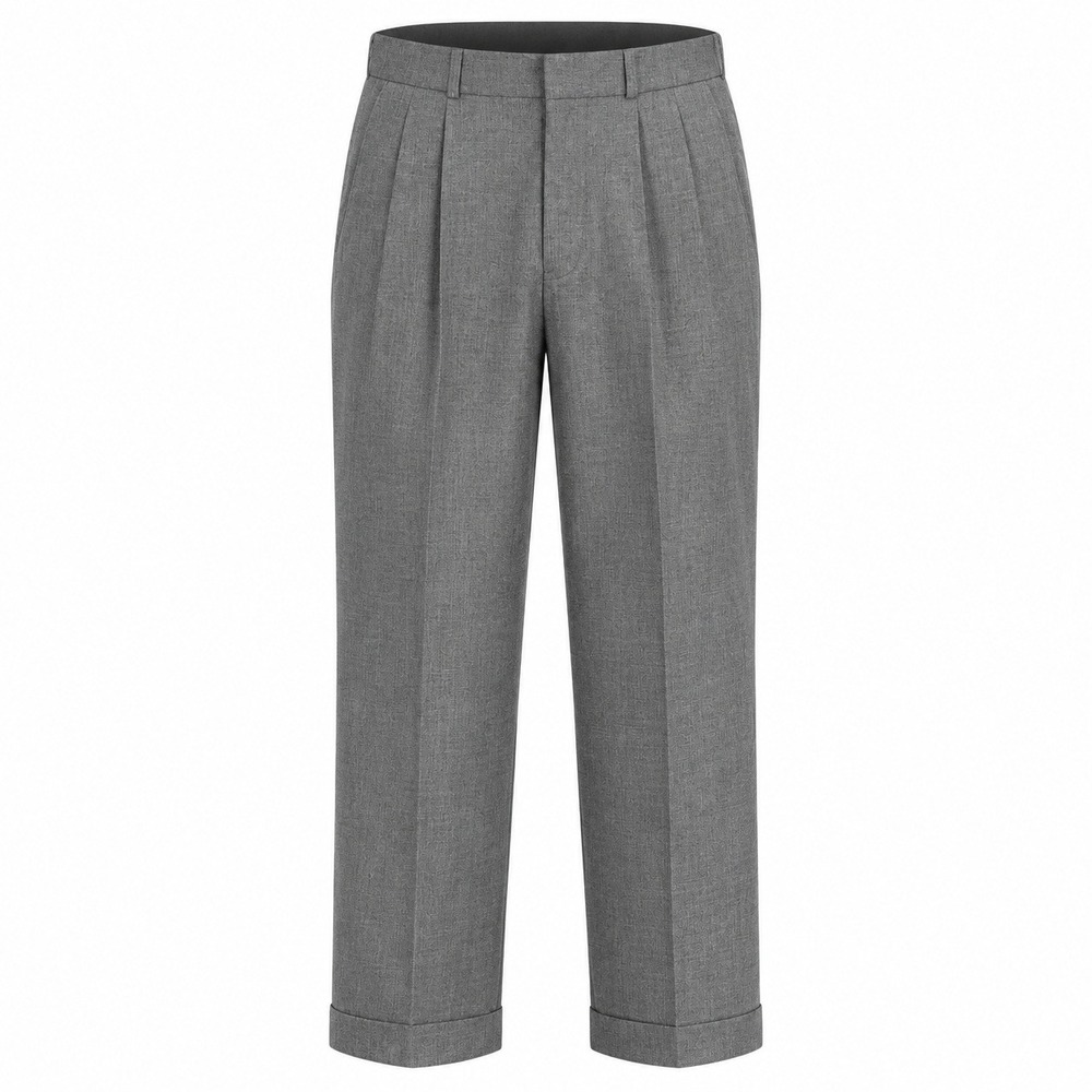 Thomson‎ Dress Pants Mens 36x30 Gray 100% Worsted Wool Pleated Cuffed Trousers